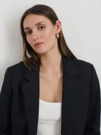 Soho Blazer In Cotton Linen(Black,XS)