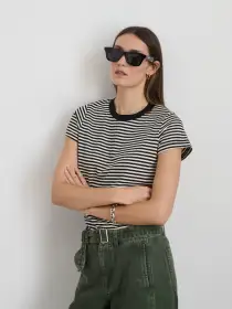 Prospect Tee in Stripe(White/Black,XS)