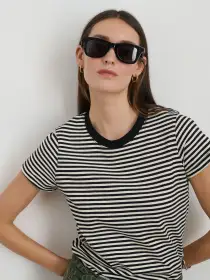 Prospect Tee in Stripe(White/Black,XS)