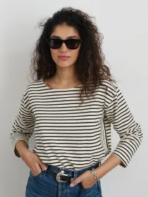 Emily Tee in Stripe(Natural/Black,XS)