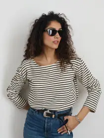 Emily Tee in Stripe(Natural/Black,XS)