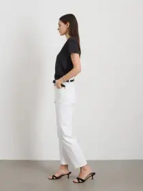 Jane Mid Rise Straight Jean(Shiro White Wash,24)