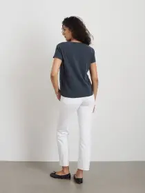 Elliott V Neck Tee in Cotton(Washed Navy,XS)