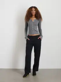 Ava Cardigan in Extrafine Merino Wool(Medium Heather Grey,XS)