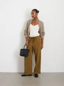 Riley Pant in Drapey Twill(Khaki Brown,XS)
