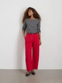 Soho Pant In Cotton Linen(Crimson,2)