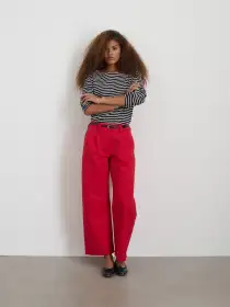 Soho Pant In Cotton Linen(Crimson,2)