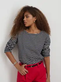 Emily Tee in Stripe(Dark Navy/Natural,XS)