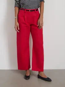 Soho Pant In Cotton Linen(Crimson,2)