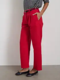 Soho Pant In Cotton Linen(Crimson,2)