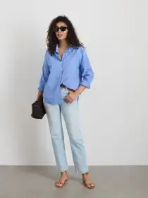 Jo Shirt in Cotton Poplin(Hydrangea,XXS)