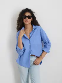 Jo Shirt in Cotton Poplin(Hydrangea,XXS)