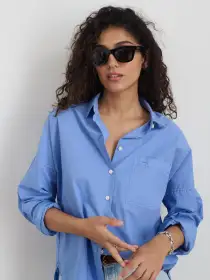 Jo Shirt in Cotton Poplin(Hydrangea,XXS)
