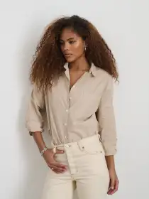 Jo Shirt in Cotton Poplin(Sand,XXS)