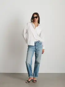 Jo Shirt in Cotton Poplin(White,XXS)