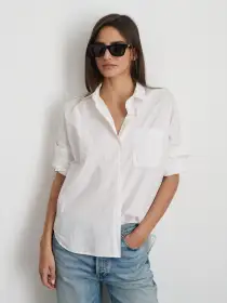 Jo Shirt in Cotton Poplin(White,XXS)