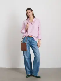 Jo Shirt in Stripe(Lavender/White,XXS)