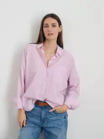 Jo Shirt in Stripe(Lavender/White,XXS)