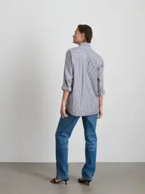 Jo Shirt in Striped Cotton Poplin(Navy/White,XXS)