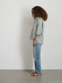 Jo Shirt in Positano Stripe(Green/Off White,XXS)