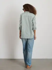Jo Shirt in Positano Stripe(Green/Off White,XXS)