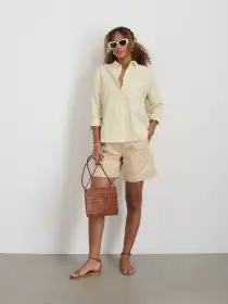Jo Shirt in Sammy Stripe(White/Yellow,XXS)