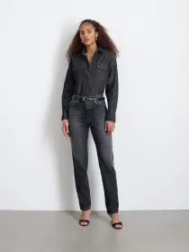 Santa Fe Shirt in Black Denim(Black Wash,XS)