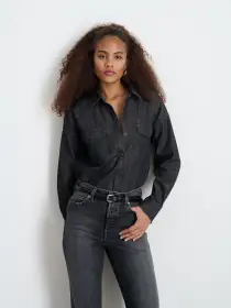 Santa Fe Shirt in Black Denim(Black Wash,XS)