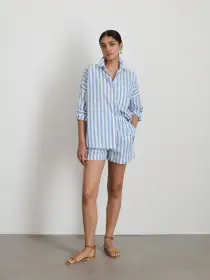 Jo Shirt in Positano Stripe(Blue/Off White,XXS)