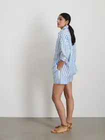 Jo Shirt in Positano Stripe(Blue/Off White,XXS)
