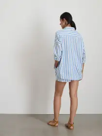 Jo Shirt in Positano Stripe(Blue/Off White,XXS)