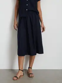 Maddie Skirt in Linen(Dark Navy,XXS)