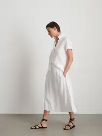 Maddie Skirt in Linen(White,XXS)