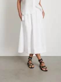 Maddie Skirt in Linen(White,XXS)