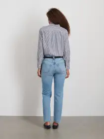 Val Shirt in Striped Poplin(Navy/White,XXS)