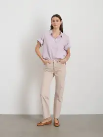 Maddie Shirt In Linen(Thistle,XXS)