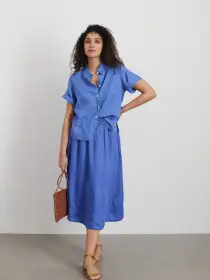 Maddie Skirt in Linen(Ultramarine,XXS)