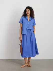 Maddie Skirt in Linen(Ultramarine,XXS)