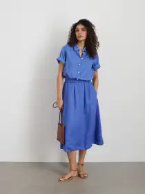 Maddie Skirt in Linen(Ultramarine,XXS)