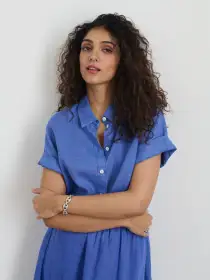 Maddie Shirt In Linen(Ultramarine,XXS)