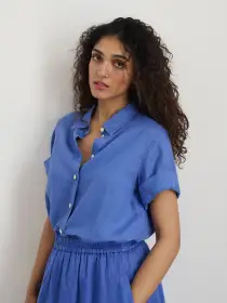 Maddie Shirt In Linen(Ultramarine,XXS)