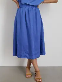 Maddie Skirt in Linen(Ultramarine,XXS)