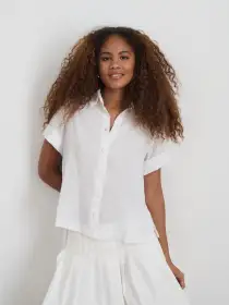 Maddie Shirt In Linen(White,XXS)