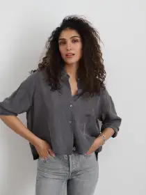Gemma Top In Cupro(Pebble,XS)