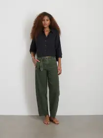Cropped Jo Shirt in Cotton Poplin(Black,XS)