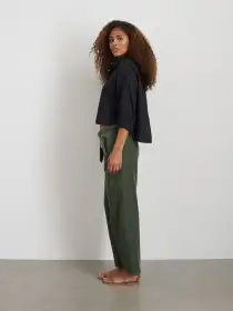 Cropped Jo Shirt in Cotton Poplin(Black,XS)