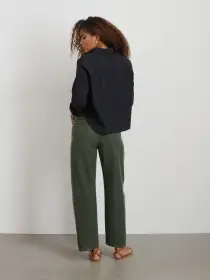 Cropped Jo Shirt in Cotton Poplin(Black,XS)