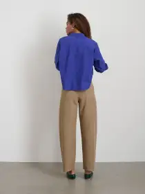 Cropped Jo Shirt in Cotton Poplin(Royal Blue,XS)
