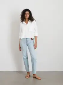 Cropped Jo Shirt in Cotton Poplin(White,XS)