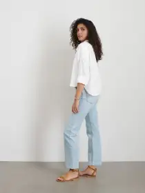 Cropped Jo Shirt in Cotton Poplin(White,XS)